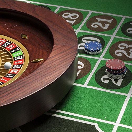 Brybelly Casino Night - Juego completo 4 en 1 con fieltros, rueda, 100 fichas, dados y cartas para blackjack, craps, ruleta y Texas Hold 'em - Tapete de juego de casino de