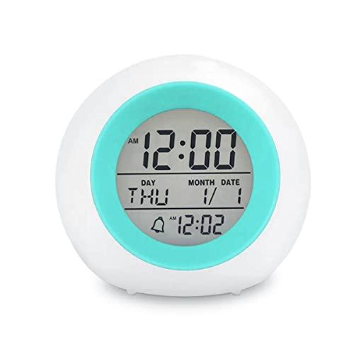 Kids Digital Alarm Clock, with 7 Color Night Light, Small, f