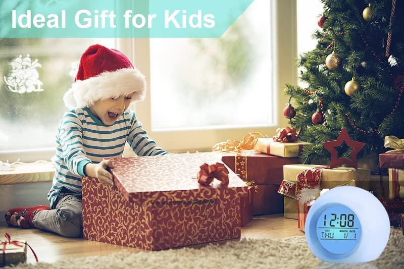 Kids Digital Alarm Clock, with 7 Color Night Light, Small, for Boys and Girls,